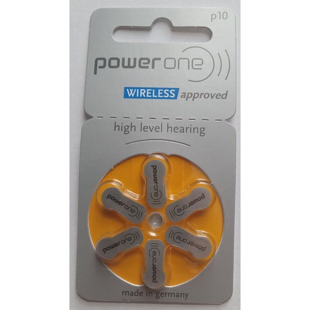 PowerOne P10 Zinc Air Battery 1.45V Size 10 – 6 Pack Hearing Aid Batteries